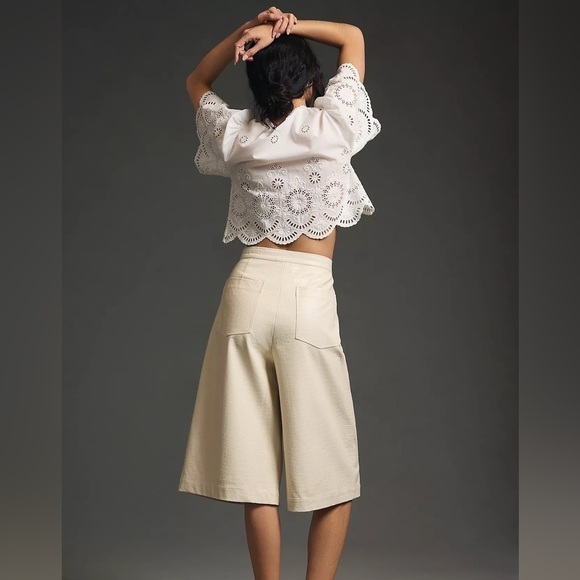 NWT Stella Nova Harpa Faux Leather Culotte Trousers Size L Wide Leg Cropped - Picture 4 of 6